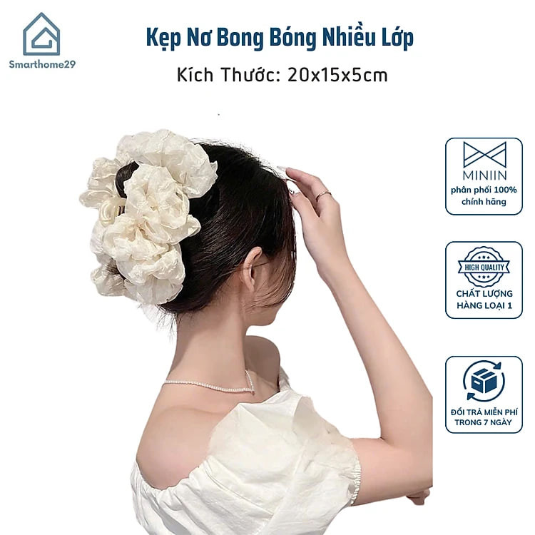 Kẹp Tóc Nơ Bong Bóng Nhiều Lớp Hoa Cho Nữ - Phụ Kiện Tóc Dễ Thương