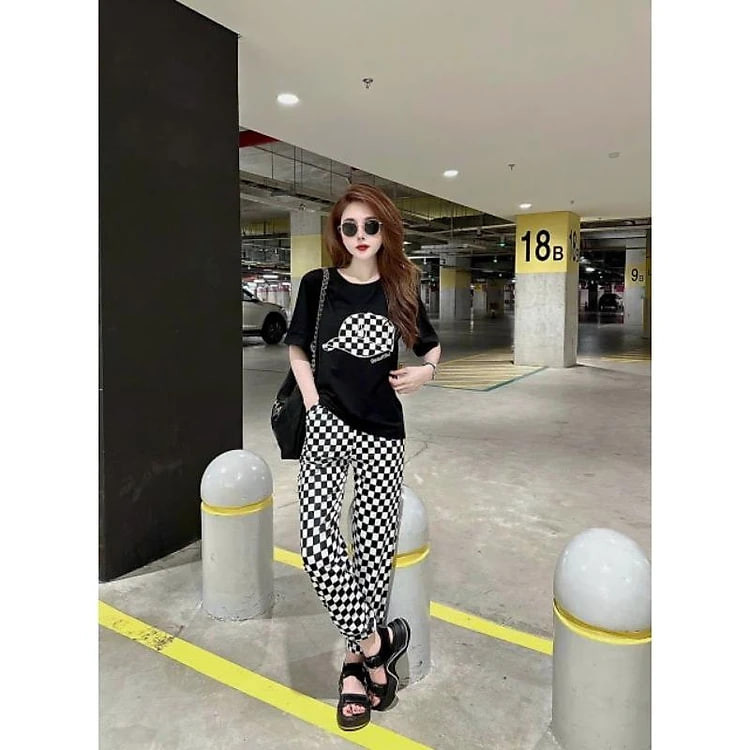Đồ bộ thun nữ bigsize quần dài bo gấu áo from rộng thêu hình nón, sét bộ đi chơi, đô bộ mặc nhà bao đẹp cao cấp