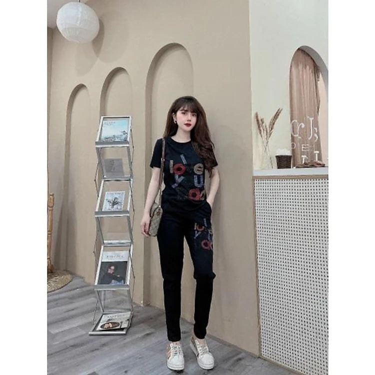 Đồ bộ nữ ép đá chữ thời trang mẫu mới siêu hot