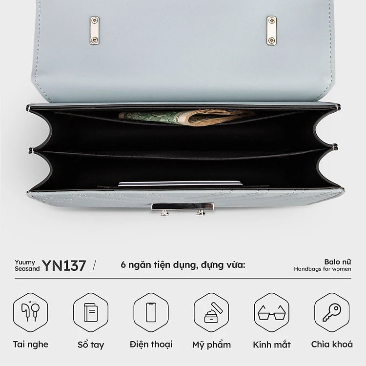 Túi Yuumy ( Thời trang nữ đi tiệc size 21 - Túi đeo chéo da Seasand YN137 )