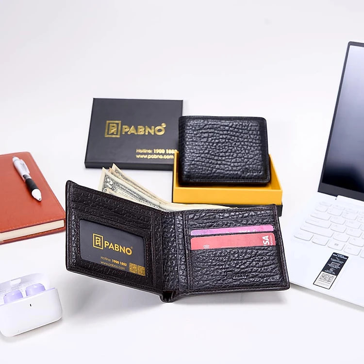 Ví Da Nam PABNO VD75 Sần Viền Cao Cấp Chính Hãng