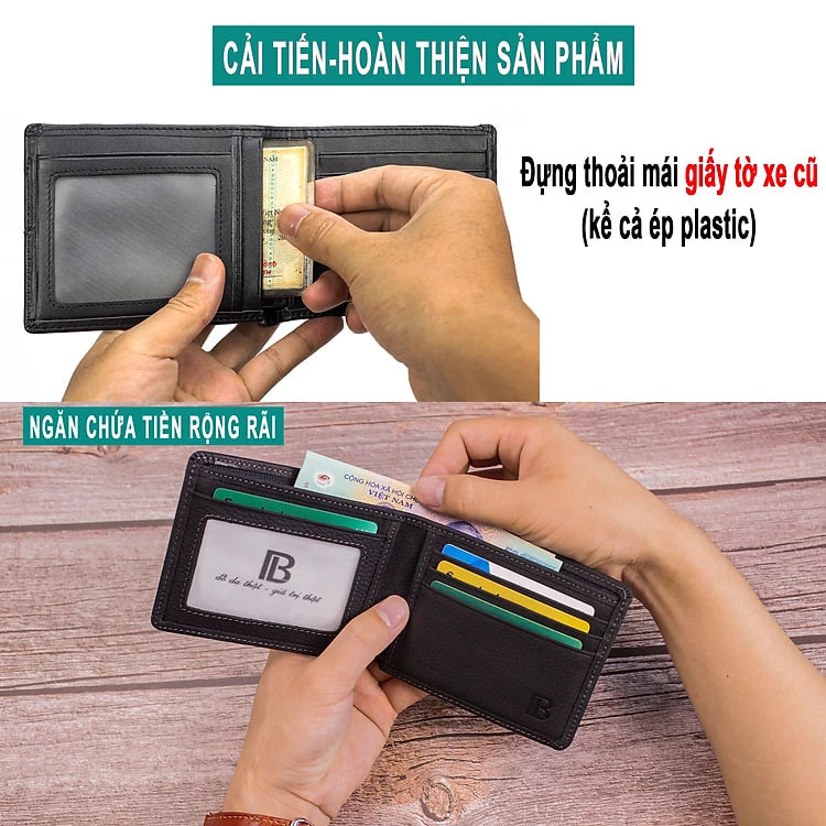 Ví nam, bóp nam da bò sáp Mexico Bụi Leather V102 - Bảo hành 12 tháng