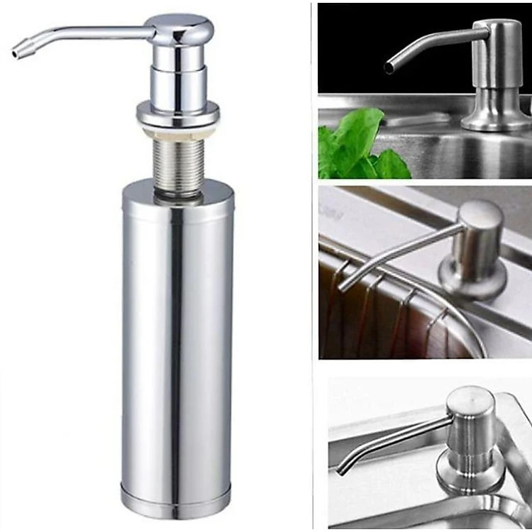 Bình đựng xà bông KG67 đựng nước rửa chén gắn bồn rửa cao cấp tiện lợi siêu bền bằng inox304 - Hàng chính hãng