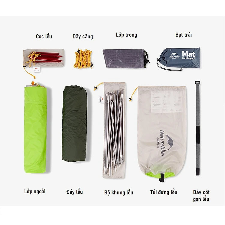 Lều Cắm Trại 2 Người Naturehike Mongar Siêu Gọn Nhẹ