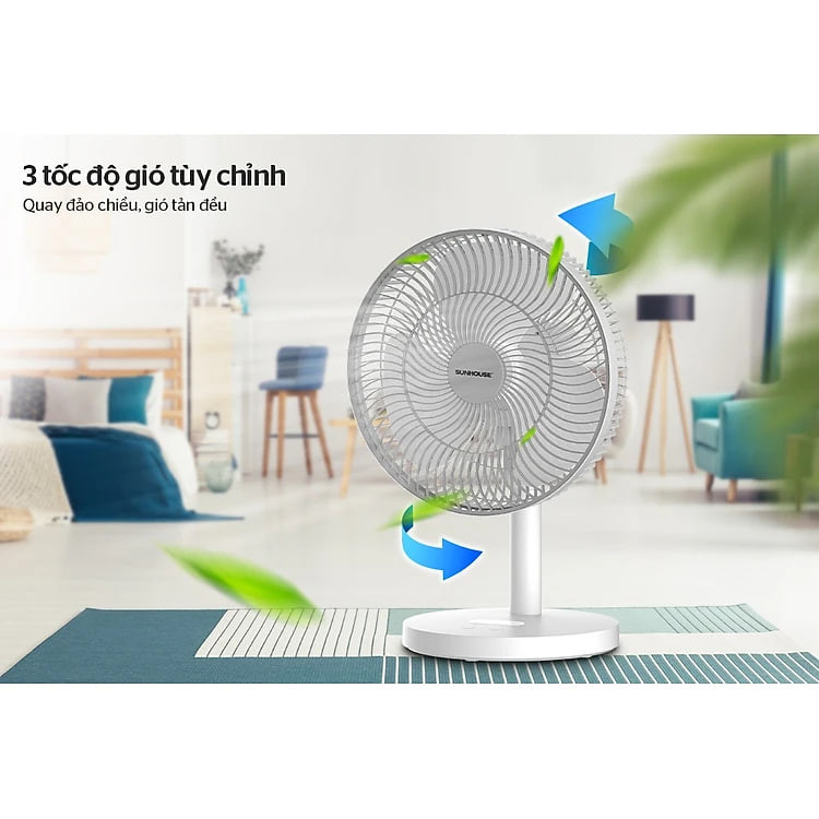 Quạt Sạc Tích Điện Sunhouse SHD7115 - Hàng Chính Hãng