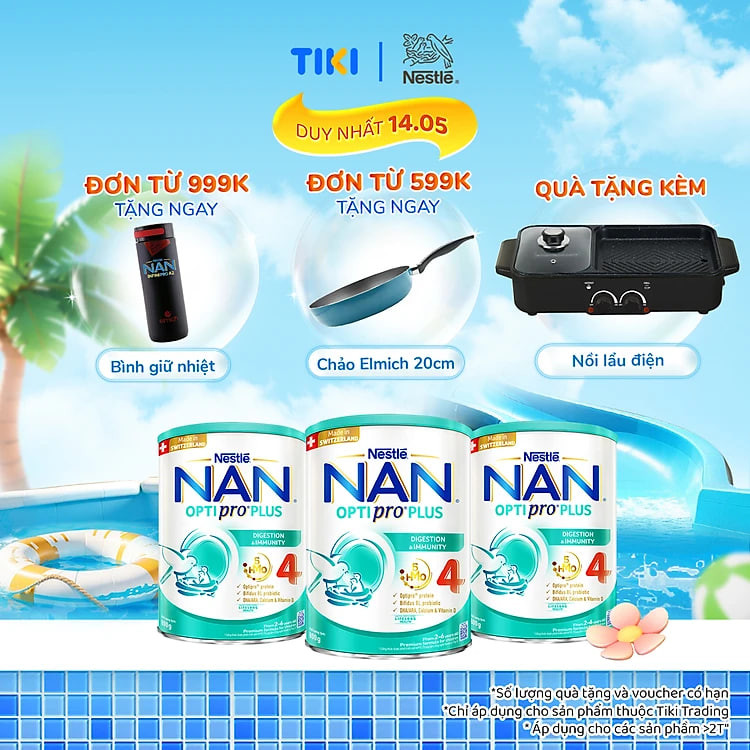 Bộ 3 lon Sữa bột NAN OPTIPRO PLUS 4 Nestle Bé 2-6 tuổi 800g/lon Giúp tiêu hóa tốt