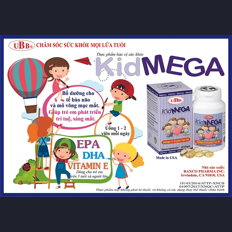 Thực Phẩm Chức Năng - UBB KIDMEGA - Bổ não, mắt, tim mạch cho trẻ em