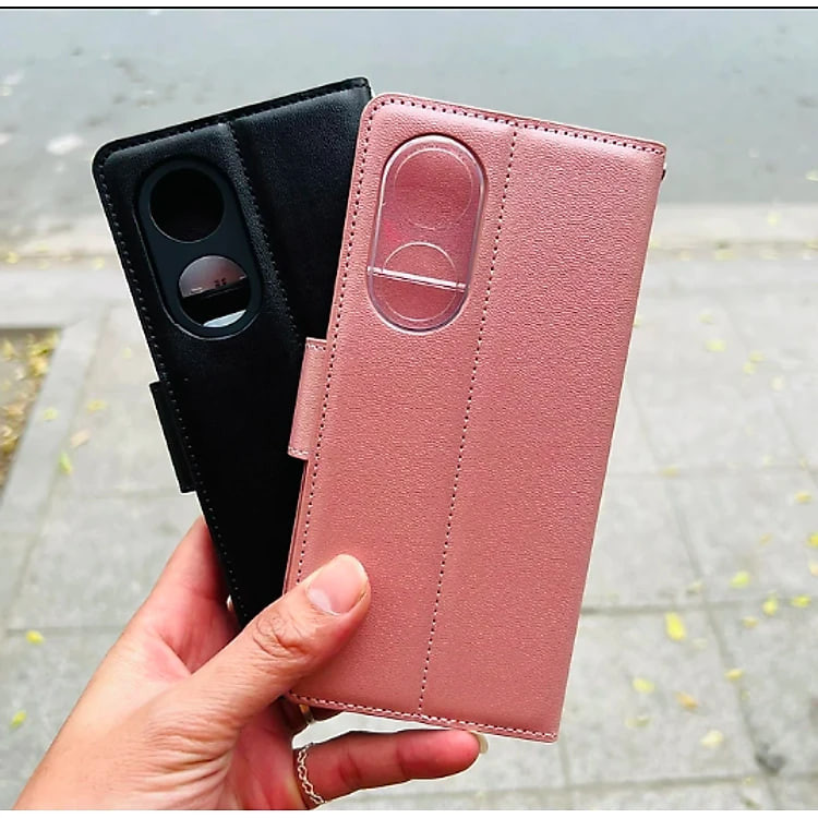 Bao da dạng ví dành cho OPPO Reno 8T 5G hiệu Hanman có quai cài - hàng nhập khẩu