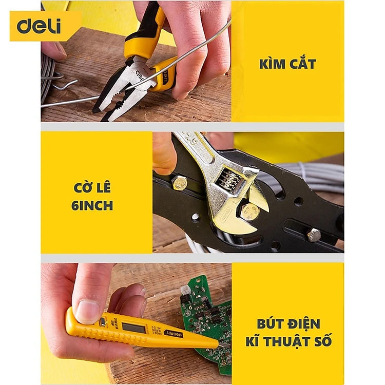 Bộ Dụng Cụ Sửa Chữa Đa Năng 116 Chi Tiết Deli Cao Cấp Chính Hãng - Sử Dụng Nhiều Mục Đích, An Toàn, TIện Lợi