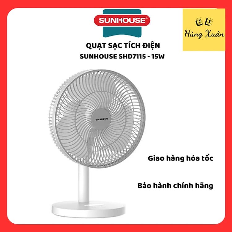 Quạt Sạc Tích Điện Sunhouse SHD7115 - Hàng Chính Hãng