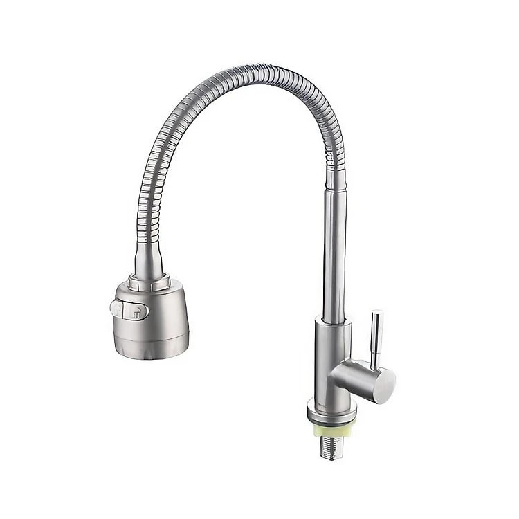 Vòi rửa chén KG15 dùng cho nước lạnh cần bẻ xoay 360độ cao cấp, phù hợp cho mọi chậu rửa, siêu tiết kiệm nước chất liệu inox304- Hàng chính hãng