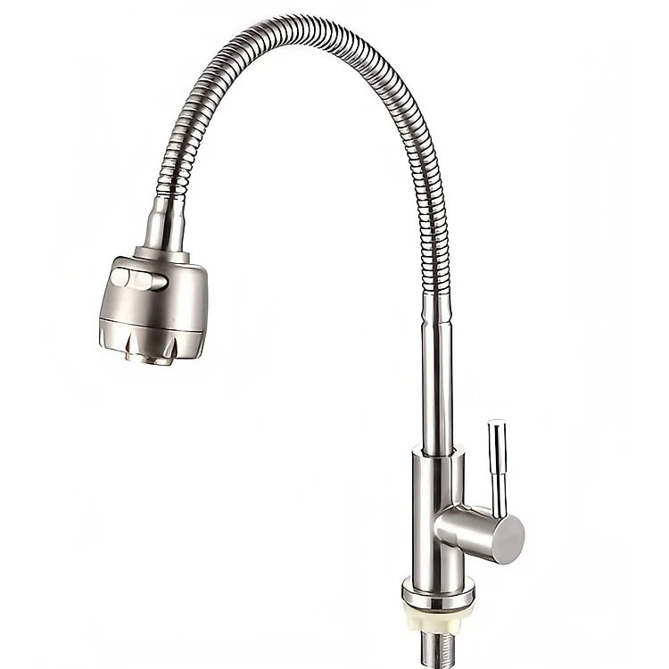 Vòi rửa chén KG15 dùng cho nước lạnh cần bẻ xoay 360độ cao cấp, phù hợp cho mọi chậu rửa, siêu tiết kiệm nước chất liệu inox304- Hàng chính hãng