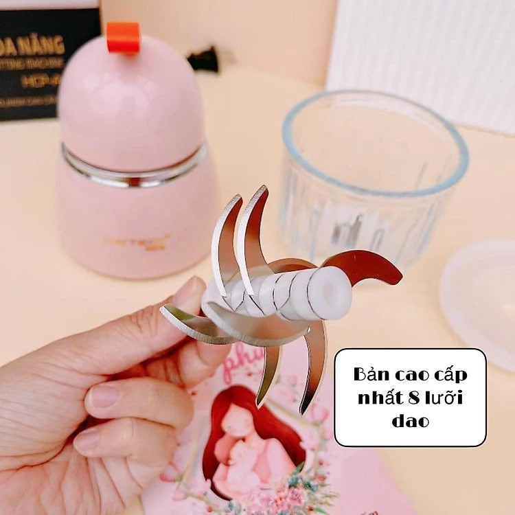 Máy Xay Đồ Ăn Dặm Cho Bé 6 Lưỡi Cối Thuỷ Tinh Hàng Nội Địa Trung Bản Cao Cấp Siêu Mịn Tiện Dụng - Tặng Kèm Dụng Cụ Rửa Máy-Hàng Chính Hãng