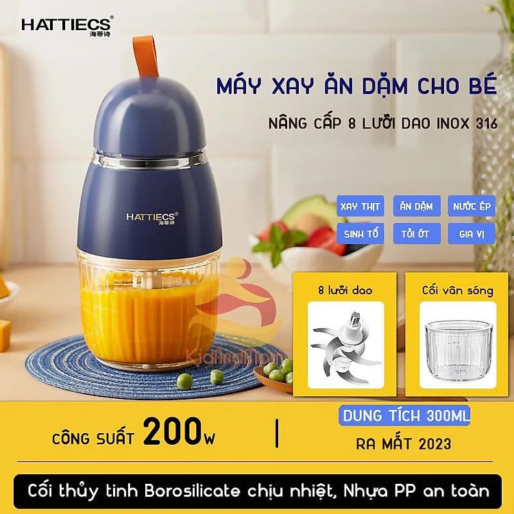 Máy Xay Đồ Ăn Dặm Cho Bé 6 Lưỡi Cối Thuỷ Tinh Hàng Nội Địa Trung Bản Cao Cấp Siêu Mịn Tiện Dụng - Tặng Kèm Dụng Cụ Rửa Máy-Hàng Chính Hãng