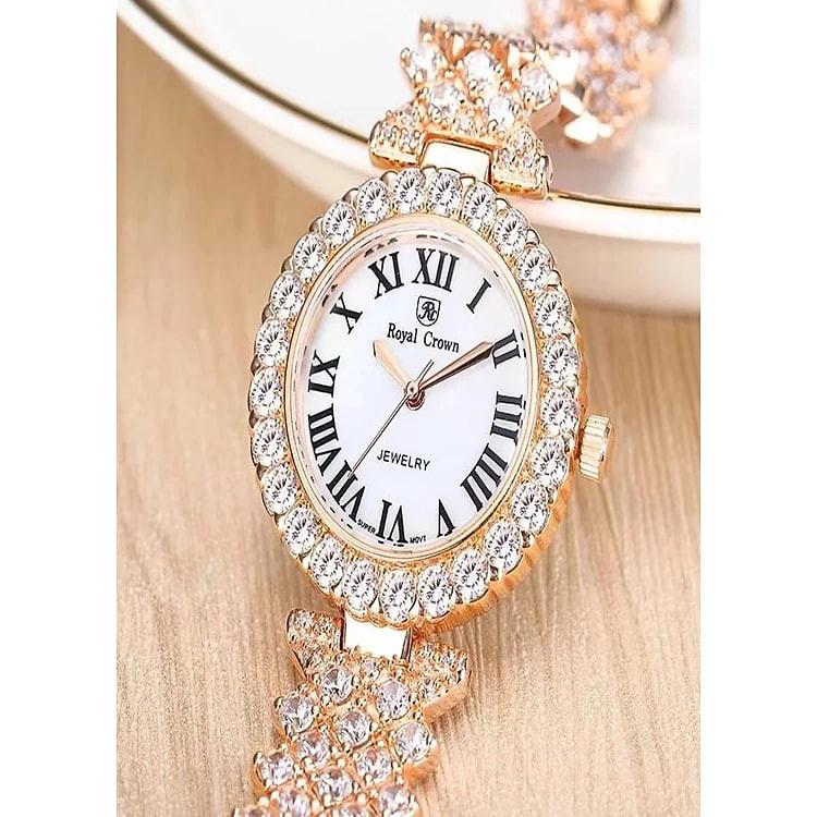 Đồng hồ nữ chính hãng Royal Crown 6305 dây đá vỏ vàng hồng
