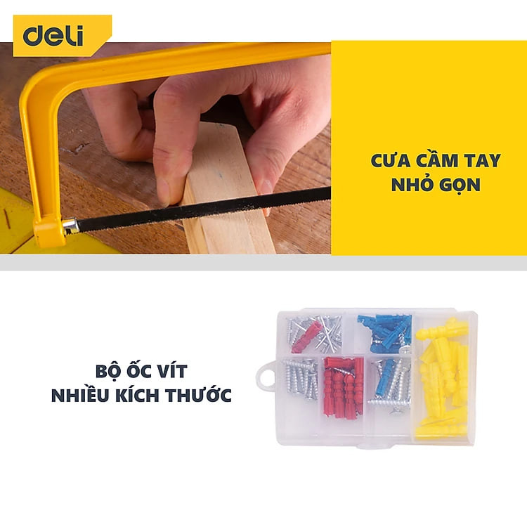Bộ Dụng Cụ Sửa Chữa Đa Năng 116 Chi Tiết Deli Cao Cấp Chính Hãng - Sử Dụng Nhiều Mục Đích, An Toàn, TIện Lợi - DL5973