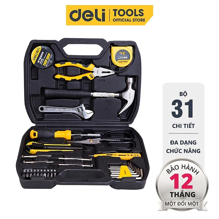 Bộ Dụng Cụ Sửa Chữa Đa Năng 116 Chi Tiết Deli Cao Cấp Chính Hãng - Sử Dụng Nhiều Mục Đích, An Toàn, TIện Lợi