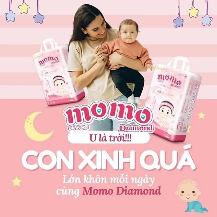 Tả/Bỉm Momo Diamond Organic Nhật Bản dán Đủ size S, M, L, XL, XXL, XXXL, XXXXL