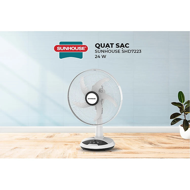 Quạt Sạc Tích Điện Sunhouse SHD7223 (24W) - Hàng Chính Hãng