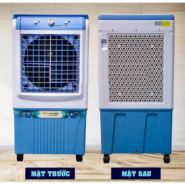 Quạt đá, quạt hơi nước, quạt điều hoà 45L có bánh xe tặng kèm 2 hộp đá khô, Hàng chính hãng