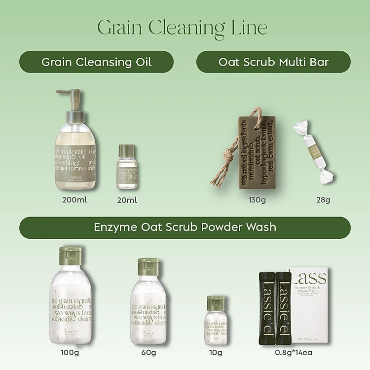 Bộ skincare 4 sản phẩm mini Lassie'el chiết xuất từ thiên nhiên ngăn ngừa lão hóa cấp ẩm trắng sáng toàn diện Hàn Quốc