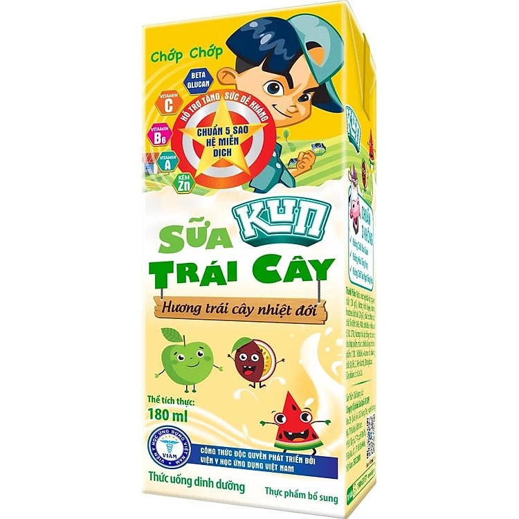 Thùng 48 Hộp Sữa Trái Cây Hương Trái Cây KUN 180ml/hộp(thẻ cào)