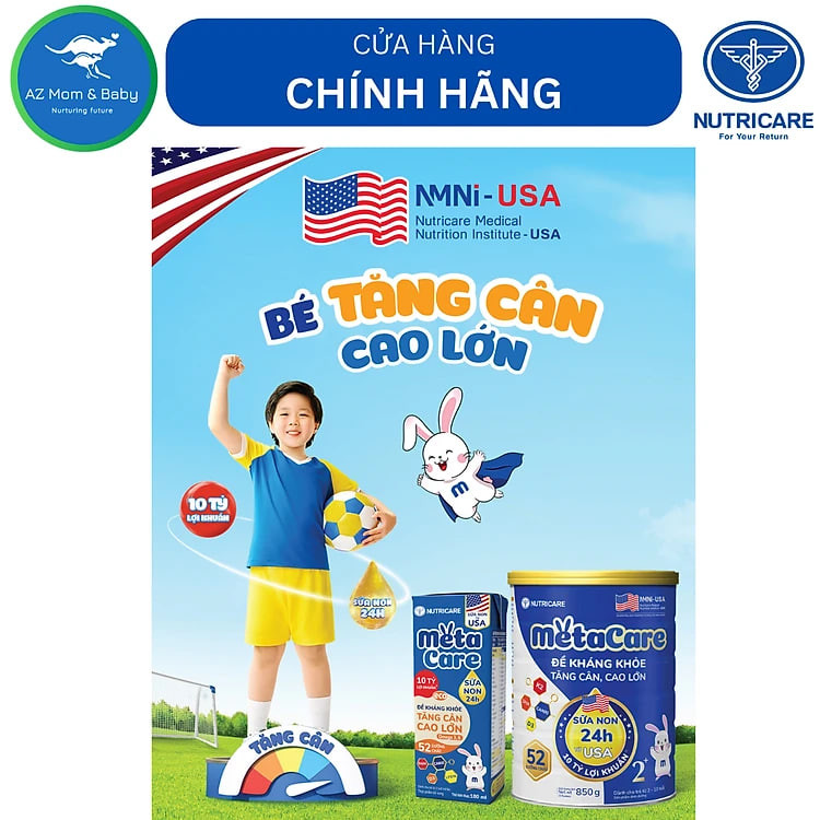 Thùng sữa nước Nutricare Metacare ECO - phát triển toàn diện cho trẻ từ 1 tuổi (180ml x 48 hộp)