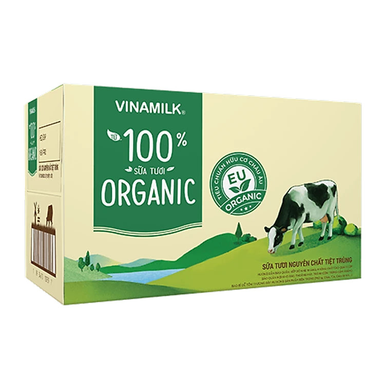 Thùng 12 Hộp Sữa Tươi Tiệt Trùng Vinamilk 100% Organic Không Đường (1lít)