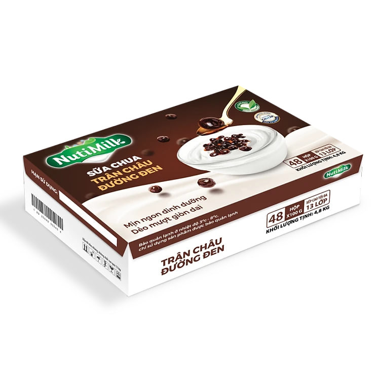 NutiMilk Thùng 48 Hộp Sữa chua Trân Châu Đường Đen TU.SCTDTI Nutifood