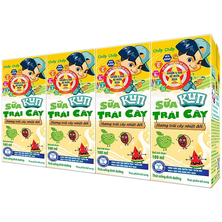 Thùng 48 Hộp Sữa Trái Cây Hương Trái Cây KUN 180ml/hộp(thẻ cào)