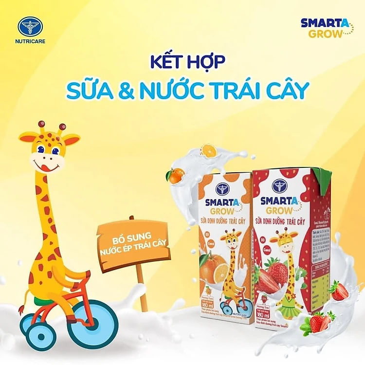 Thùng 48 hộp Sữa dinh dưỡng Smarta Grow Trái Cây 180ml
