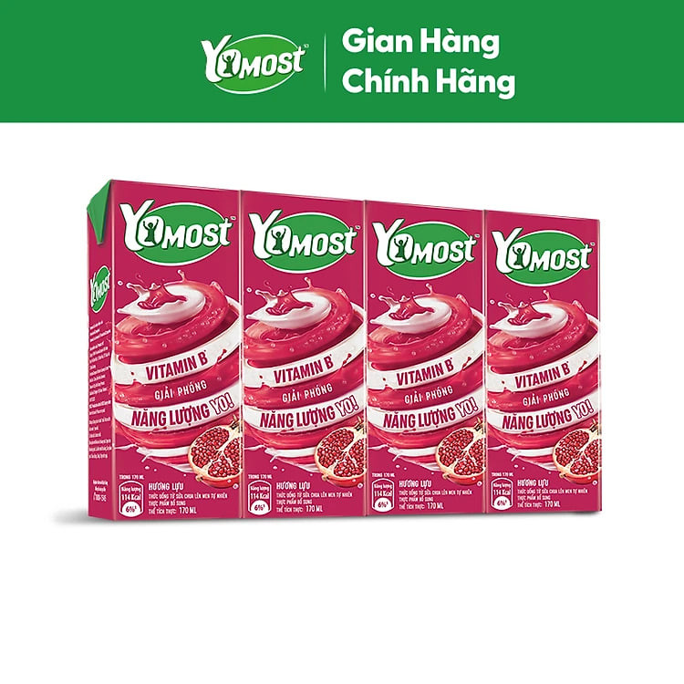 Thùng 48 Hộp Sữa Chua Lên Men Tự Nhiên Yomost Trái Lựu (170ml/Hộp)