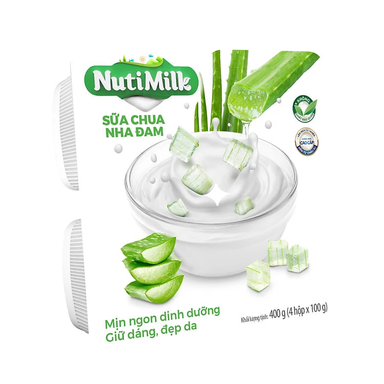 NutiMilk Lốc 4 Hộp Sữa chua Nha Đam L4.NSCNDTI Nutifood