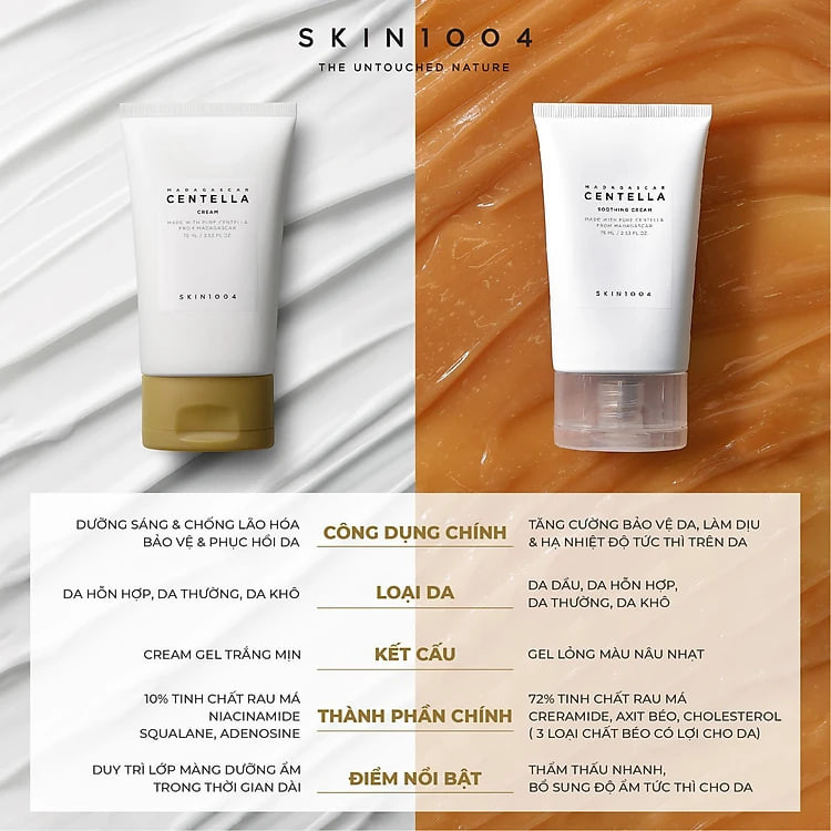 Kem Dưỡng Da Rau Má Dưỡng Ẩm Làm Dịu Da Cho Khô Skin1004 Madagascar Centella Soothing Cream 75ml