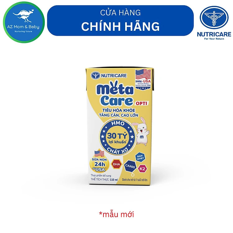 Thùng sữa nước pha sẵn Nutricare Metacare - phát triển toàn diện cho trẻ từ 1 tuổi (110ml x 48 hộp)