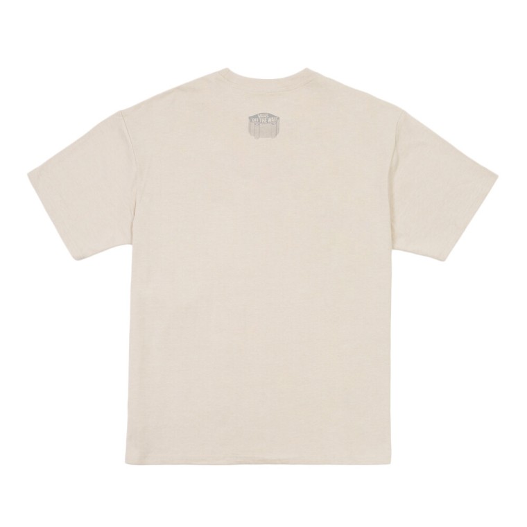 Vans Merch Pieces Logo Short Sleeve T-shirt Men BEIGE VN0009ZV2N11