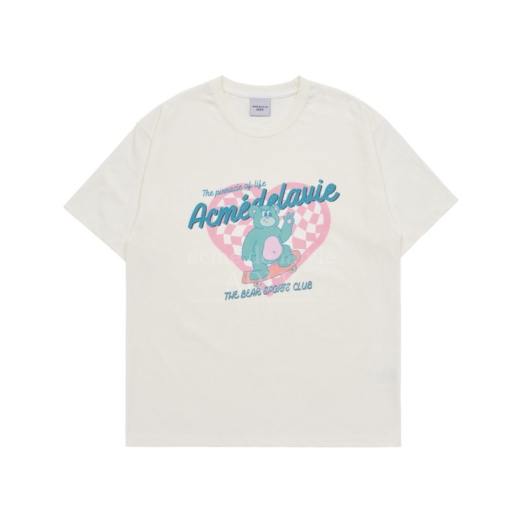 [acme de la vie] CHECKERBOARD HEART BEAR SHORT SLEEVE T-SHIRT 100％ Authentic ADLV