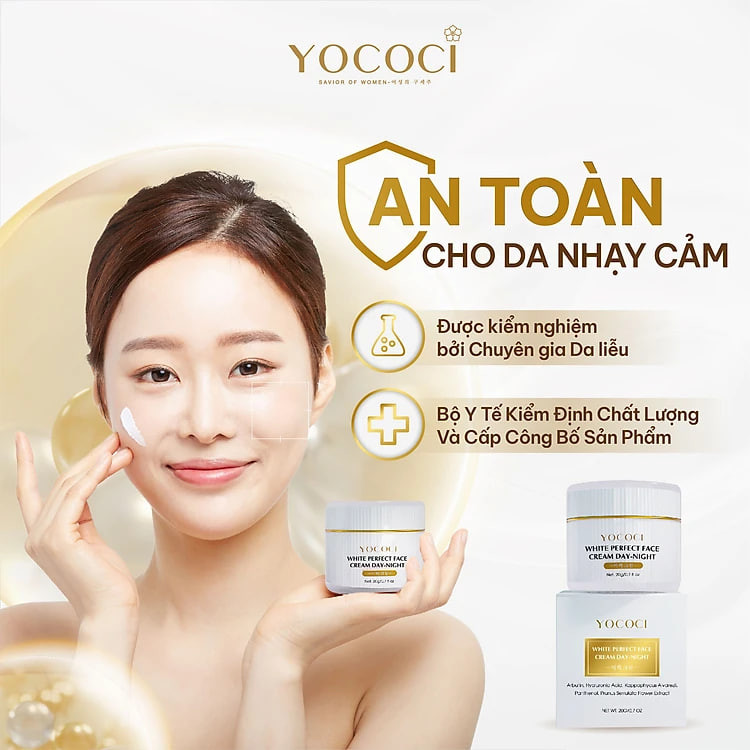 Bộ siêu dưỡng trắng da mặt Yococi kết hợp ngày đêm giúp da sáng mịn, căng bóng bảo vệ tuyệt đối an toàn cho da gồm 1 kem face 20g + 1 serum dưỡng da 20ml