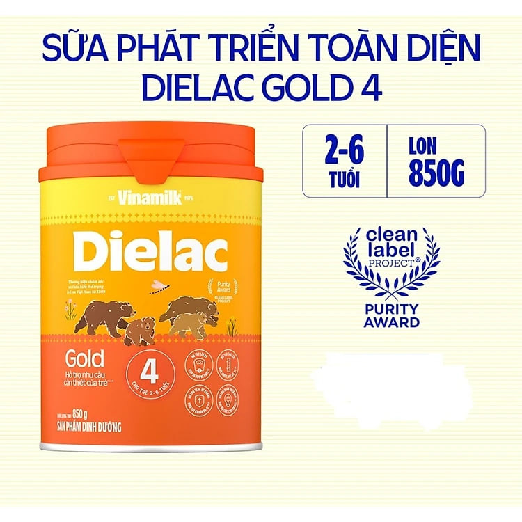 Sữa bột Dielac Alpha Gold IQ Step 4 - Hộp thiếc 900g (dành cho trẻ 2-6 tuổi)