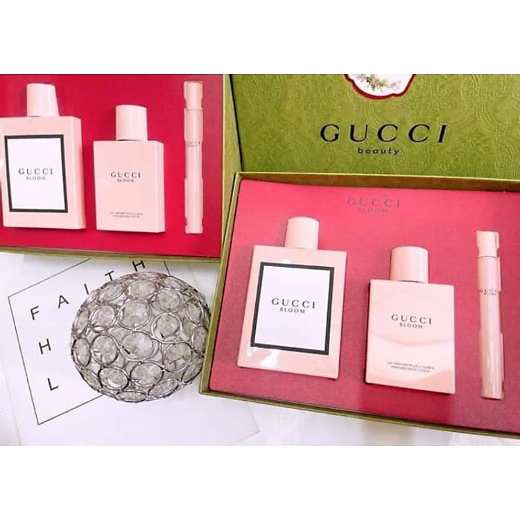 Bộ Nước Hoa Nữ Gucci Bloom EDP Gift Set 3pcs (100ml + mini 10ml + Body Lotion 100ml)