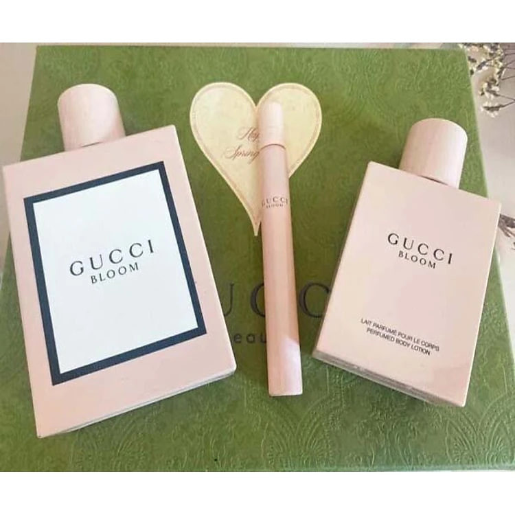Bộ Nước Hoa Nữ Gucci Bloom EDP Gift Set 3pcs (100ml + mini 10ml + Body Lotion 100ml)