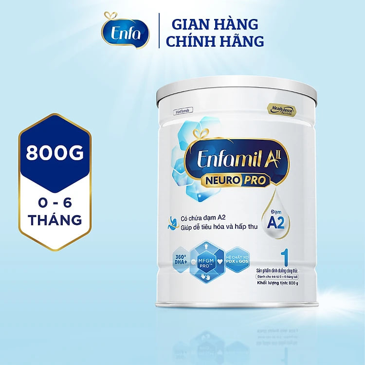 Sữa bột Enfamil A2 Neuropro 1 cho trẻ từ 0 - 6 tháng tuổi – 800g