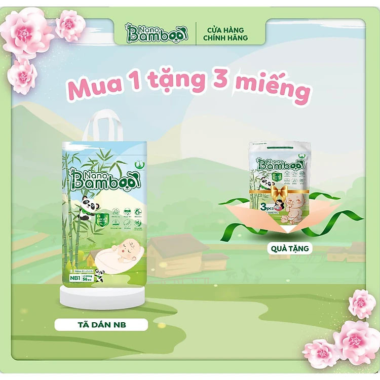 [Chính Hãng][Ảnh thật] Bỉm Dán Sơ Sinh NB1 (dưới 1 tháng) - NANO BAMBOO (56 miếng)