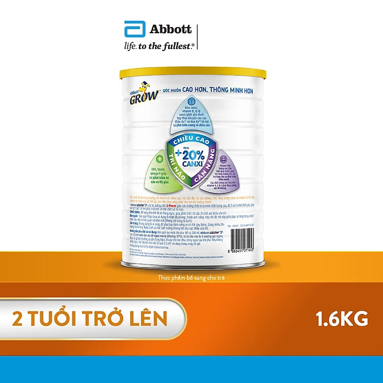 Sữa Abbott Grow 2+ 1.6kg cho trẻ từ 2 tuổi trở lên