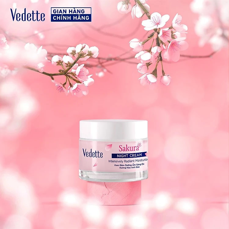 Hàng mới - Kem đêm Dưỡng Ẩm Sáng Da Vedette Hương Hoa anh đào 50ml (TPM303)