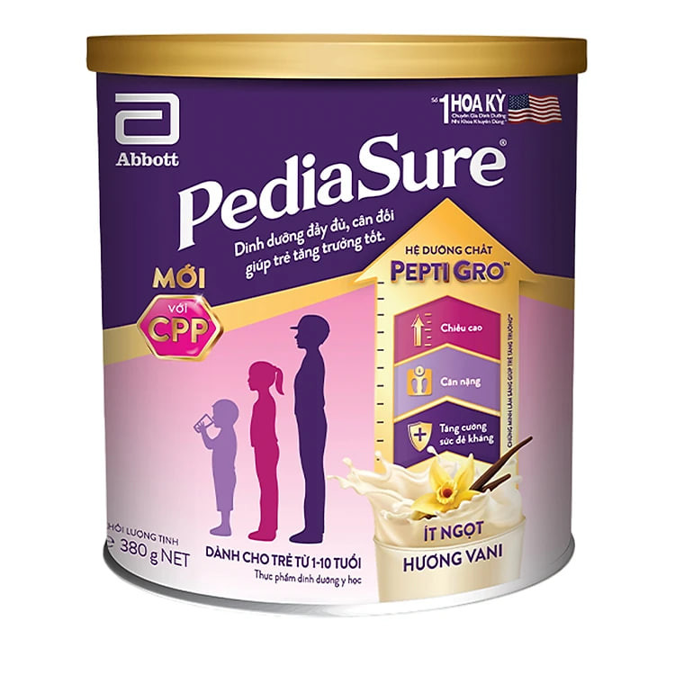 Sữa bột Abbott Pediasure hương vani ít ngọt cho trẻ từ 1 - 10 tuổi (380g)