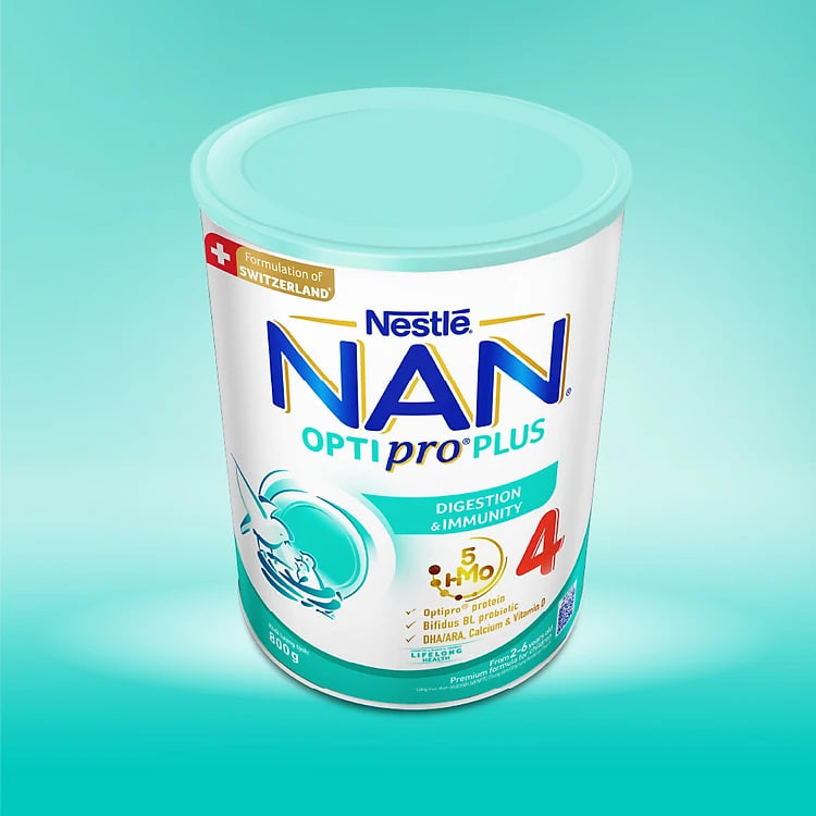 Sữa bột Nestlé NAN OPTIPRO PLUS 4 800g/lon với 5HMO Giúp tiêu hóa tốt + Tăng cường đề kháng - Bé 2-6 tuổi