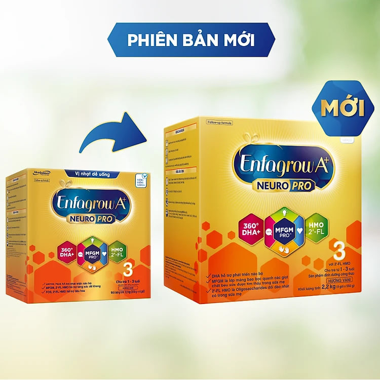Sữa bột Enfagrow A+ NeuroPro 3 với 2’-FL HMO cho trẻ từ 1 – 3 Tuổi - Vị Nhạt Dễ Uống (2.2kg)