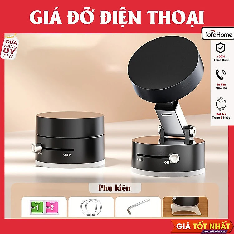 Giá Đỡ Điện Thoại Hút Từ Tính Chân Không Gấp Gọn 360, Mang Đi Tập GYM, Nấu Cơm, Dã Ngoại... Hàng Nhập Khẩu