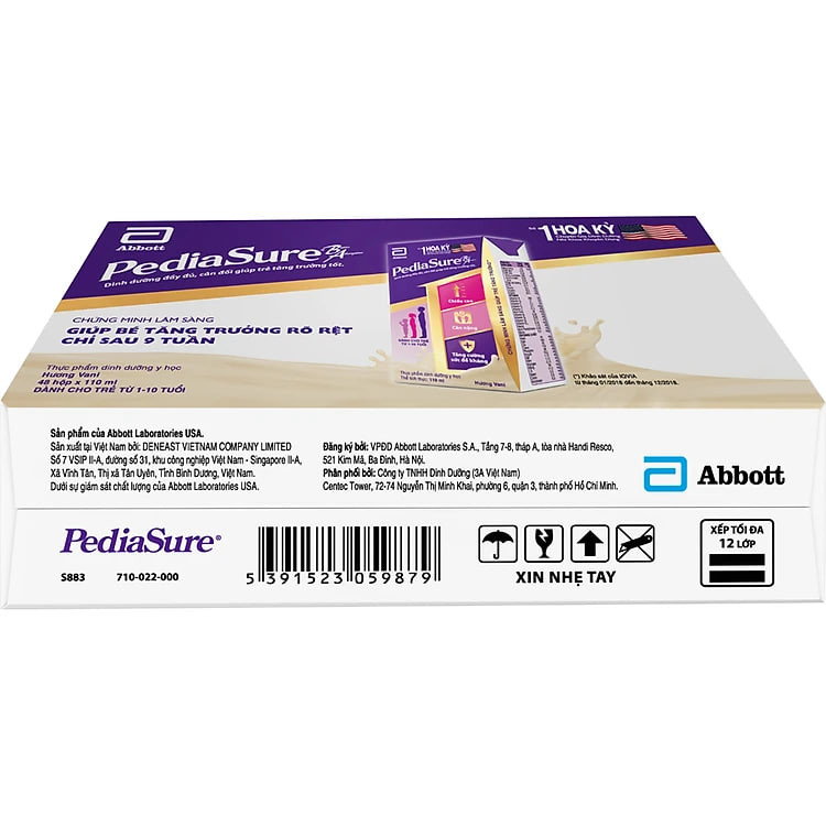Thùng 48 Hộp Sữa Nước Abbott Pediasure Vani 110ml cho trẻ từ 1 - 10 tuổi